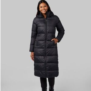 32 Degrees Heavyweight Women's Black Maxi Puffer Coat